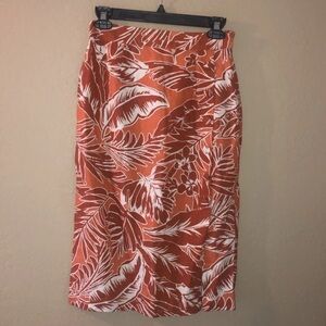 Forever 21 Orange and White Tropical Pencil Skirt